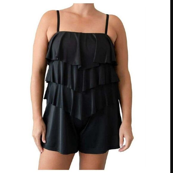NWT FIT 4 UR Women's Padded Full Coverage One Piece Swimsuit RomperSize 8